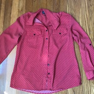 Polka dot long sleeve to 3/4 top
